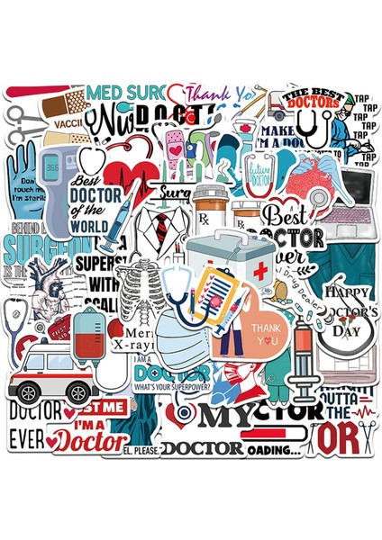 50 Adet Sevimli Profesyonel Doktor Iskelet Graffiti Etiket Bavul Dizüstü Çıkartması Podazz (Yurt Dışından)
