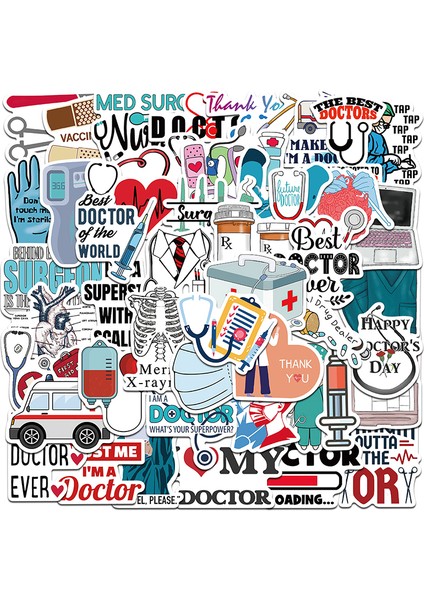 50 Adet Sevimli Profesyonel Doktor Iskelet Graffiti Etiket Bavul Dizüstü Çıkartması Podazz (Yurt Dışından)