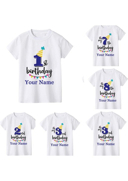 Çocuk Doğum Günü Numarası Adı Karikatür T Gömlek Numarası 1 2 3 4 5 6 7 8 9 Grafik Çocuk Giysileri Çocuk Doğum Günü T-Shirt Komik Hediye (Yurt Dışından)