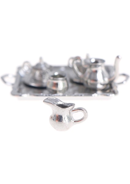 10 Adet 1/12 Dollhouse Minyatür Gümüş Metal Çay Kahve Tepsisi Sofra Seti (Yurt Dışından)