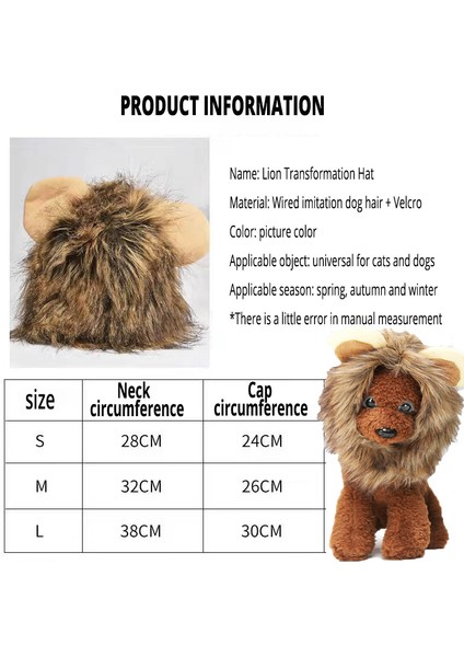 Kedi Şapkaları Aslan Yelesi Şapkaları Kedi Perukları Evcil Hayvan Şapkaları Kedi Cadılar Bayramı Kostüm Aksesuarları Köpek Şapkaları Peluş Komik Komik Evcil Hayvan Malzemeleri (Yurt Dışından)