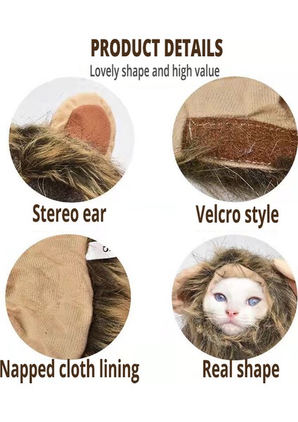 Kedi Şapkaları Aslan Yelesi Şapkaları Kedi Perukları Evcil Hayvan Şapkaları Kedi Cadılar Bayramı Kostüm Aksesuarları Köpek Şapkaları Peluş Komik Komik Evcil Hayvan Malzemeleri (Yurt Dışından)