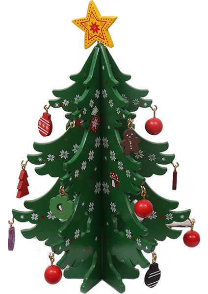 Noel Ağacı Dekoru Şenlikli Noel Ağacı Dekorasyonu Ahşap Model (Yurt Dışından)