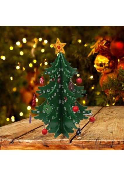 Noel Ağacı Dekoru Şenlikli Noel Ağacı Dekorasyonu Ahşap Model (Yurt Dışından)