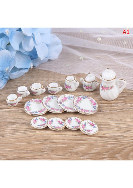 15 Adet Dollhouse Minyatür Sofra Porselen Seramik Kahve Çay Fincan Seti Oyuncaklar (Yurt Dışından)