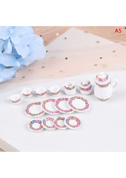 15 Adet Dollhouse Minyatür Sofra Porselen Seramik Kahve Çay Fincan Seti Oyuncaklar (Yurt Dışından)