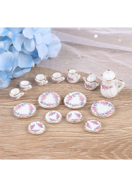 15 Adet Dollhouse Minyatür Sofra Porselen Seramik Kahve Çay Fincan Seti Oyuncaklar (Yurt Dışından)