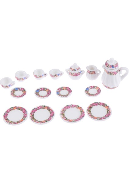 15 Adet Dollhouse Minyatür Sofra Porselen Seramik Kahve Çay Fincan Seti Oyuncaklar (Yurt Dışından)