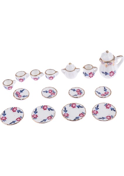 15 Adet Dollhouse Minyatür Sofra Porselen Seramik Kahve Çay Fincan Seti Oyuncaklar (Yurt Dışından)