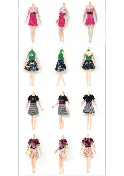 Yfashion Doll'un Moda Kıyafet Seti Günlük Tek Parça Elbise Bebek Stili Rastgele Stil: Bir Set Için 8 Adet Yükseklik: 29CM (Yurt Dışından)