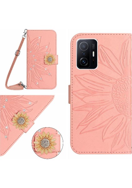 Xiaomi 11T/11T Pro Telefon Kılıfı Ayçiçeği Deri Cüzdan ile Bir (Yurt Dışından)
