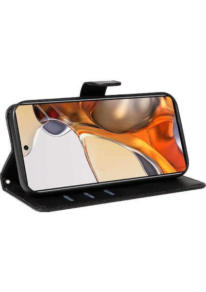 Xiaomi 11T/11T Pro Için Filp Durumda Ayrılabilir Siyah Bilezik Preslenmiş Pu Kılıf (Yurt Dışından)