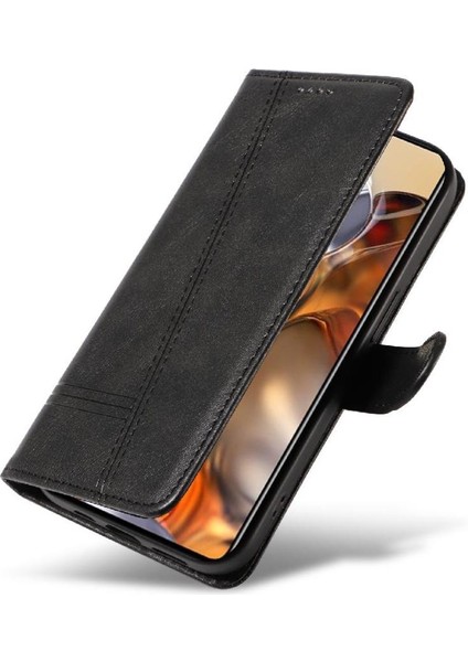 Xiaomi 11T/11T Pro Için Filp Durumda Ayrılabilir Siyah Bilezik Preslenmiş Pu Kılıf (Yurt Dışından)