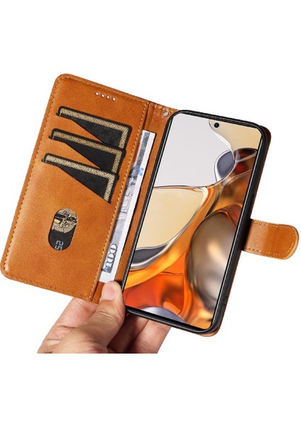 Xiaomi 11T/11T Pro Için Filp Durumda Ayrılabilir Siyah Bilezik Preslenmiş Pu Kılıf (Yurt Dışından)