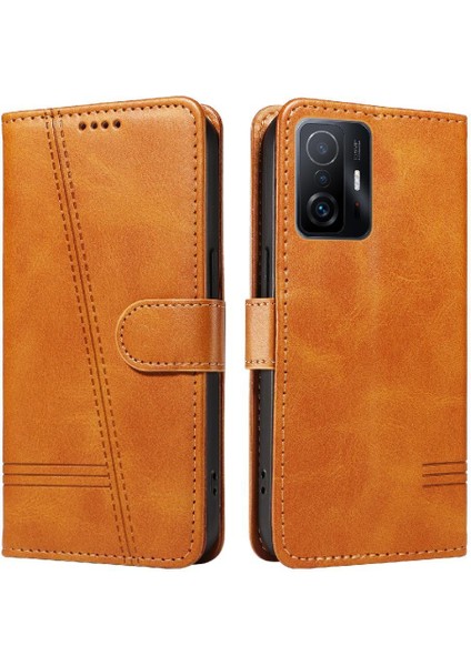 Xiaomi 11T/11T Pro Için Filp Durumda Ayrılabilir Siyah Bilezik Preslenmiş Pu Kılıf (Yurt Dışından)