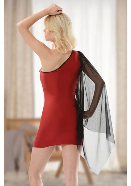 Bordo Lcralı Kumaş Dantelli Gecelik - 215 modelleri