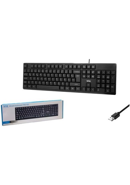 Trıo TRK100 USB Kablolu Klavye, Kablolu Türkçe Q Klavye