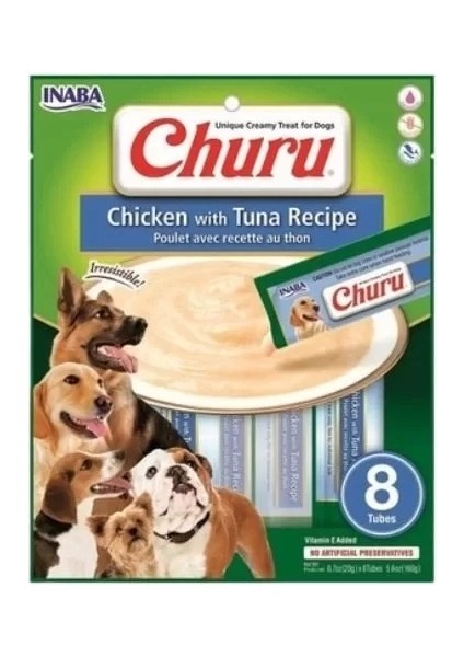 Ciao Churu Ton Balıklı Ve Tavuklu Tamamlayıcı Sıvı Köpek Ödül Maması 20 gr 8 Adet