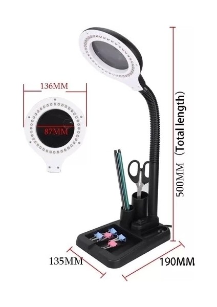 Esnek 5x /10X,40 LED Işıklı Büyüteç ,lamba Büyüteç Okuma, Çalışma Lehim Masa Lambası A808