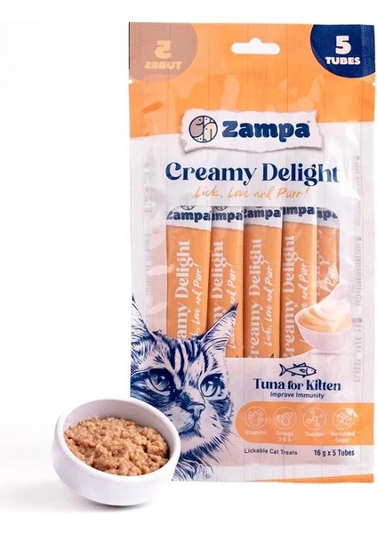 Creamy Delight Yavru Kediler İçin Ton Balıklı Krema Ödül Maması – 16gr x 5