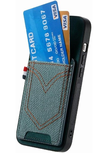 IPhone 15 Için Kılıf Pro Crad Yuvası Manyetik Araç Montaj Kot Cep Tasarımı (Yurt Dışından)