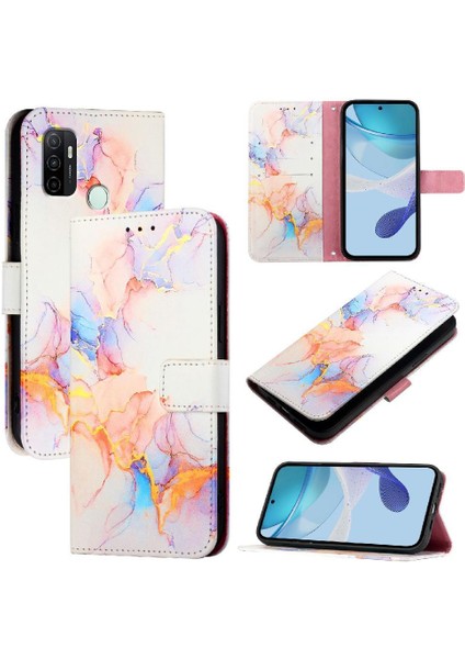 Oppo A53 2020 4G/A53S 4g Cüzdan Mermer Desen Kickstand Pu (Yurt Dışından)