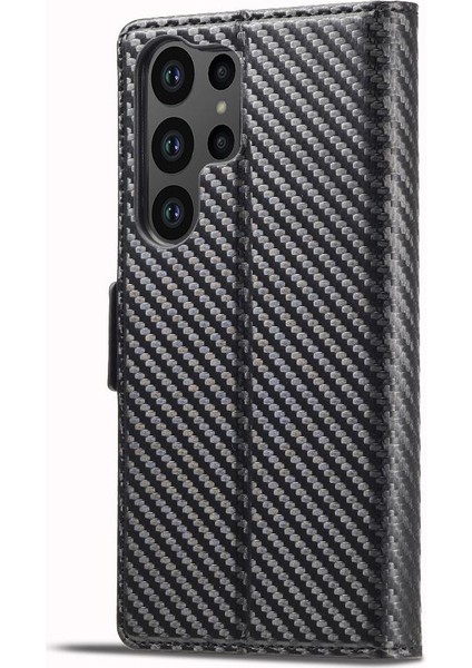 Kart Tutucu Kickstand Deri ile Samsung Galaxy S24 Ultra 5g Için Kılıf (Yurt Dışından)