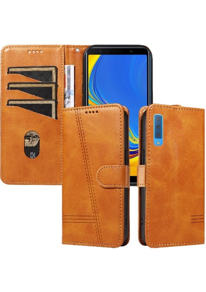 Samsung Galaxy A7 Için Filp Durumda 2018 Preslenmiş Pu Deri Ayrılabilir Siyah (Yurt Dışından)