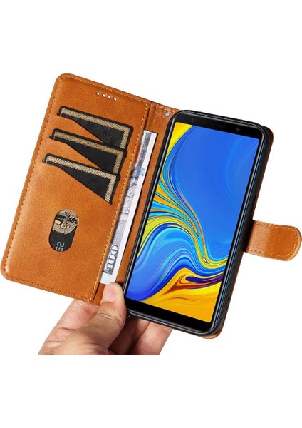 Samsung Galaxy A7 Için Filp Durumda 2018 Preslenmiş Pu Deri Ayrılabilir Siyah (Yurt Dışından)