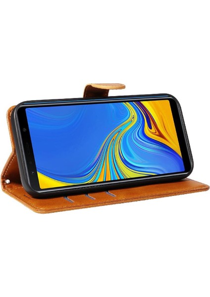 Samsung Galaxy A7 Için Filp Durumda 2018 Preslenmiş Pu Deri Ayrılabilir Siyah (Yurt Dışından)