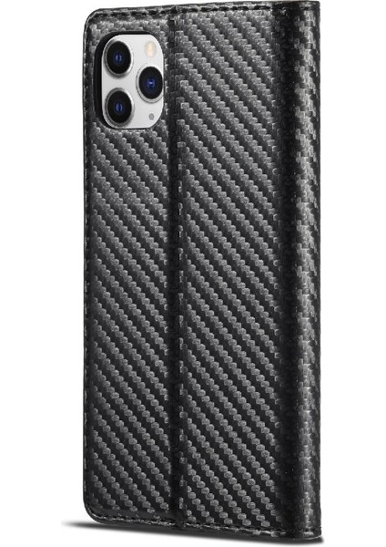 IPhone 11 Için Kılıf Pro Max Manyetik Karbon Fiber Kart Ekleme Deri (Yurt Dışından)