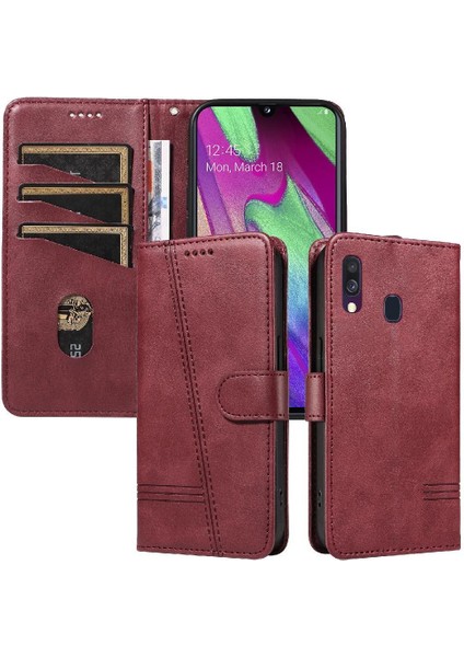 Samsung Galaxy A40 Preslenmiş Pu Deri Için Filp Durumda Ayrılabilir Siyah ile (Yurt Dışından)