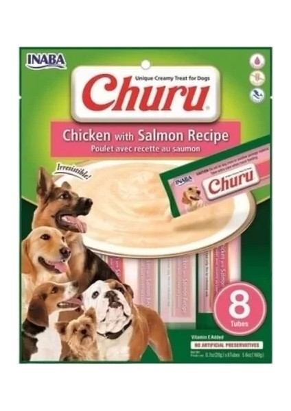 Ciao Churu Somonlu Ve Tavuklu Tamamlayıcı Sıvı Köpek Ödül Maması 20 gr 8 Adet