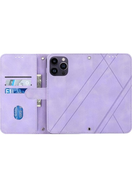 IPhone 16 Için Filp Durumda Pro Max Kickstand Pu Deri Kayış Kredi Kartı (Yurt Dışından)