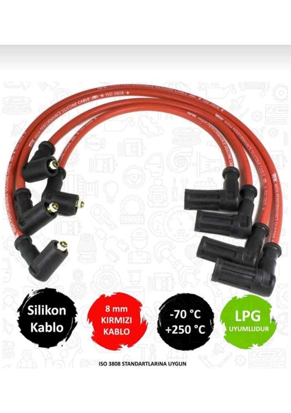 7785350 - Tipo Tempra Punto - Mpı Motor - Kırmızı 8mm Buji Kablosu