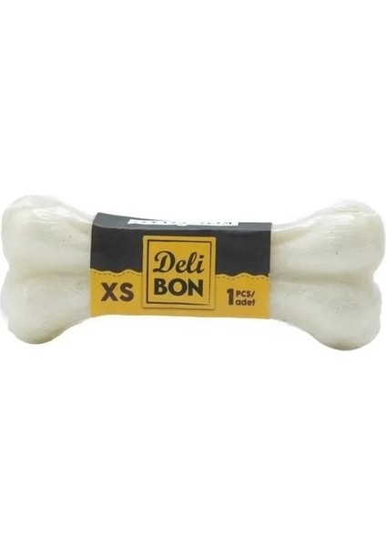 Deri Pres Vakumlu Kemik Köpek Ödülü Beyaz 7 cm 1 Adet