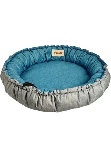 Sunflower Çift Taraflı Peluş Kedi Ve Köpek Yatağı Gri/Mavi 85 cm
