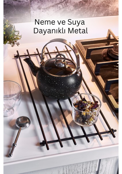 Paslanmaz Yanmaz Siyah Metal Büyük Nihale- Isıya Dayanıklı Mutfak Tezgahı Koruyucu Şık Metal Nihale fiyatları