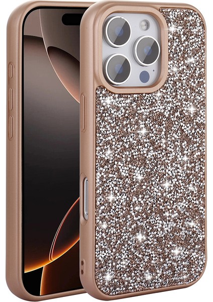 Apple iPhone 16 Pro Kılıf Parlak Taşlı Tasarım Zore Pırlanta Kapak - Siyah indirimleri