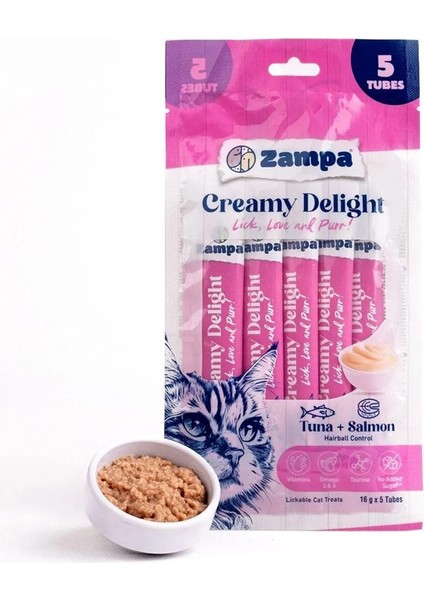 Creamy Delight Ton Balıklı & Somonlu Kedi Krema Ödül Maması – 16gr x 5