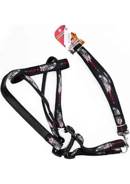 Köpek Uzatma Tasması Ve Göğüs Tasması Takımı Siyah 26 mm 120 cm