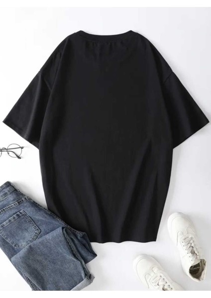 Music Kulaklık Baskılı Ünisex Salaş Oversize Boyfirend T-Shirt