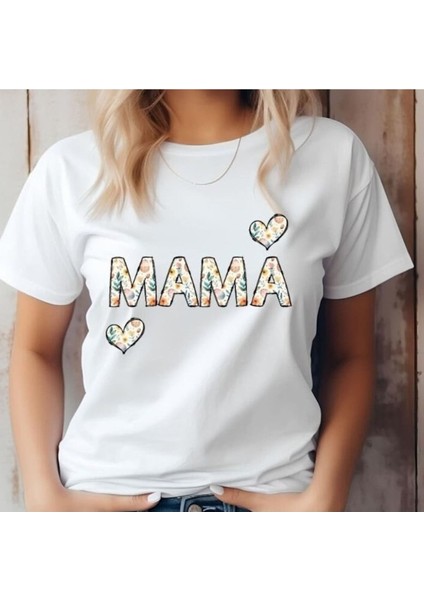Kadın Anne /mama /mother Baskılı Beyaz Salaş Oversize Boyfirend T-Shirt