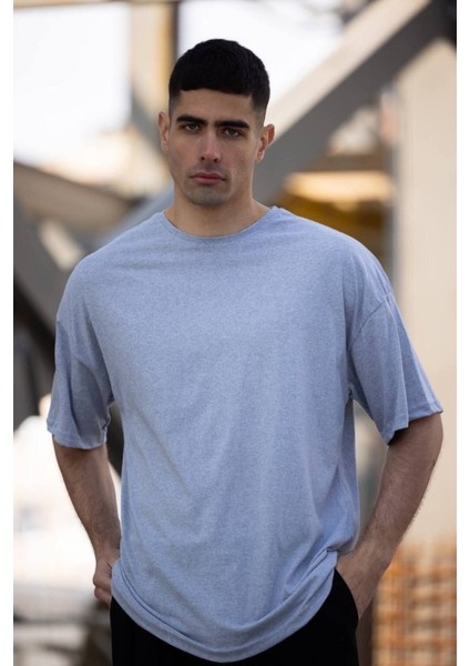 Düz Basic Baskısız Erkek Oversize T-Shirt Salaş Boyfirend