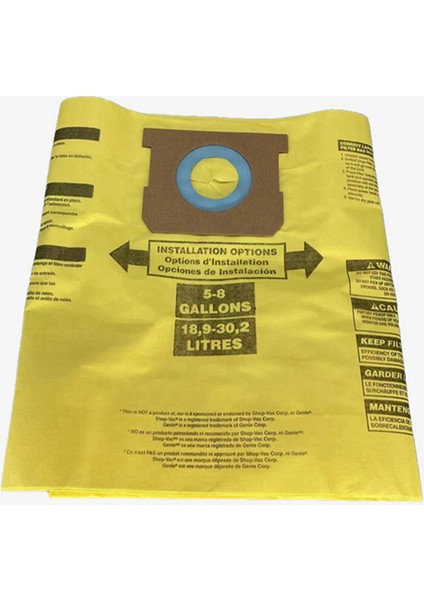 Adet Evrensel Kuru Vakum Toz Torbası 5 Ila 8 Galon Elektrikli Süpürgeler 5-8 Torba Sarı (Yurt Dışından) fırsatları