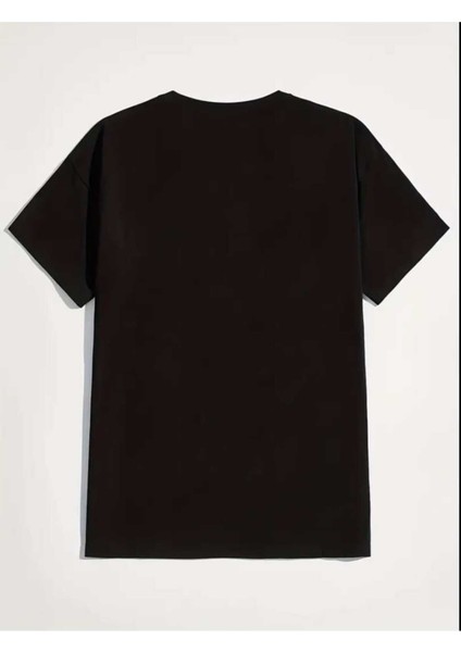 Bear Lover Baskılı Siyah Kadın Oversize T-Shirt Salaş Boyfirend modelleri