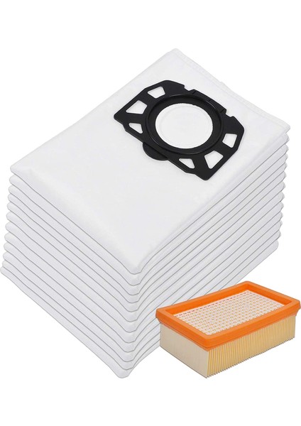 12 Elektrikli Süpürge Torbası + Wd4, Wd5 ve Wd6 Islak ve Kuru Çok Amaçlı Için 1 Düz Kıvrımlı Filtre (Yurt Dışından)