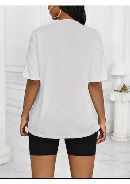 Positive Baskılı Kadın Salaş Oversize Boyfirend T-Shirt fiyatları