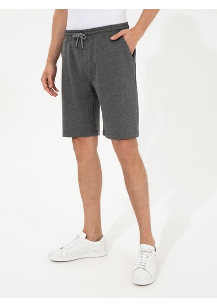 Erkek Gri Melanj Comfort Fit Örme Şort 50251962-VR109