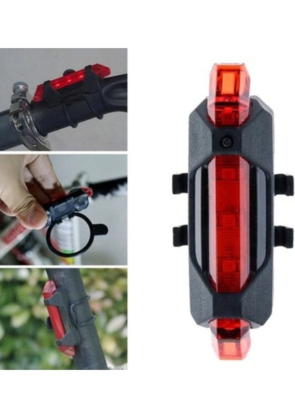 USB Şarj Edilebilir Parlak Bisiklet LED Lamba Su Geçirmez Güvenlik Uyarı Arka Lamba Işığı